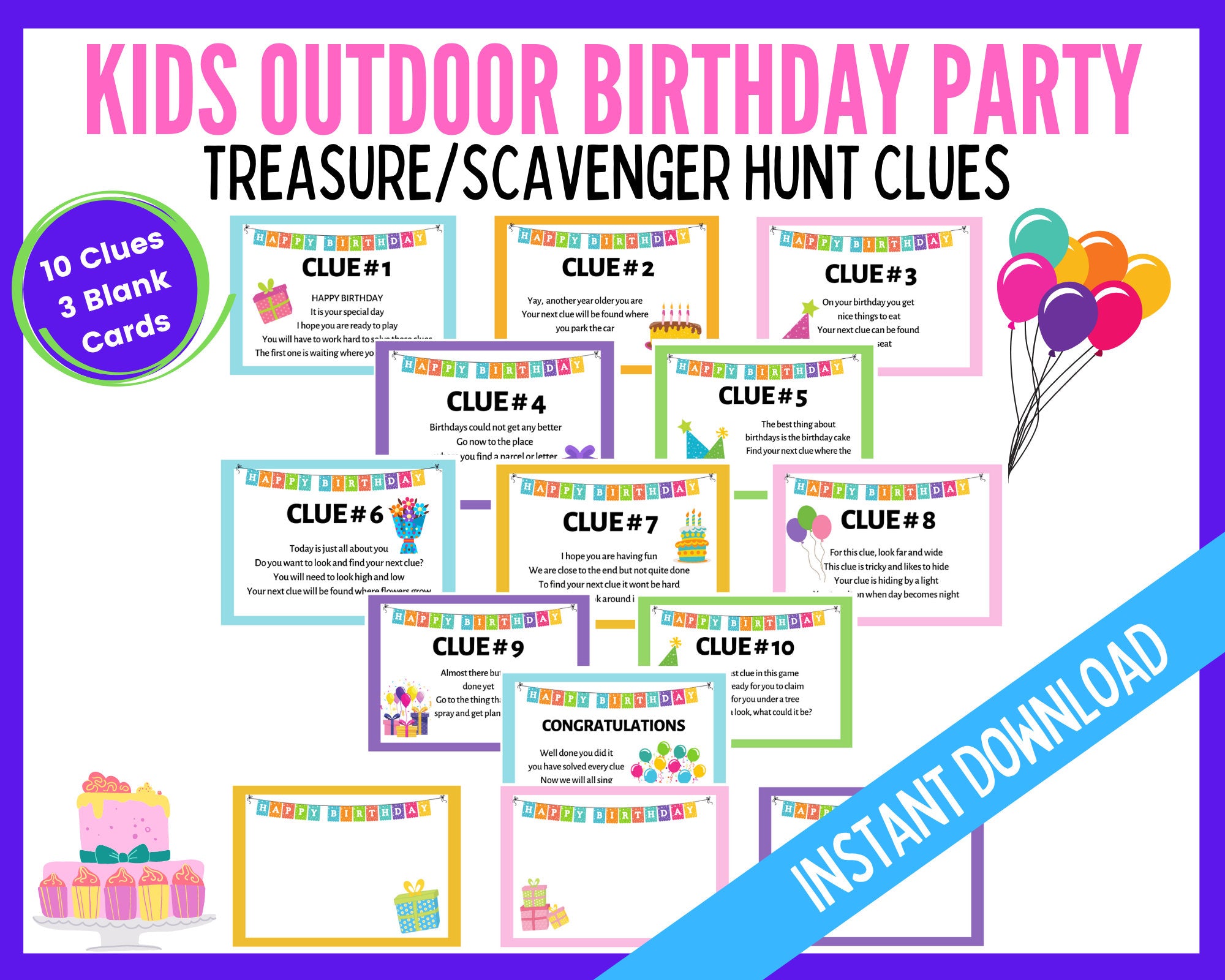 Outdoor Birthday Treasure Hunt Clues – LittleHaloJ